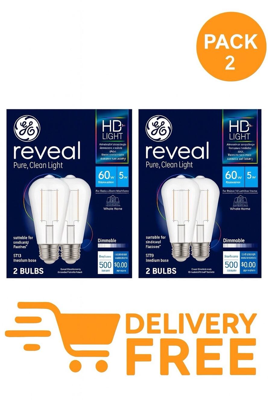 GE Reveal HD+ LED Clear Decorative Light Bulbs, Dimmable, 4 Bulbs Total